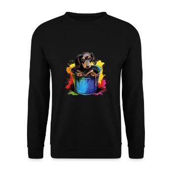 Dackel Hund für einen Hundebesitzer Dackel - Unisex Pullover - Schwarz - Vorne - Alina (178cm) & Michal (187cm)