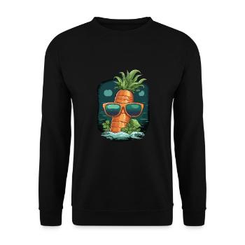 Funky Karotte mit Sonnenbrille Strandgemüse - Unisex Pullover - Schwarz - Vorne - Alina (178cm) & Michal (187cm)