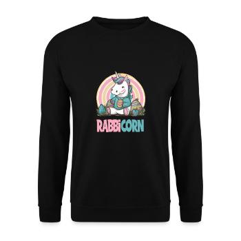 Niedliches Rabbicorn Einhorn Ostern für Kinder - Unisex Pullover - Schwarz - Vorne - Alina (178cm) & Michal (187cm)