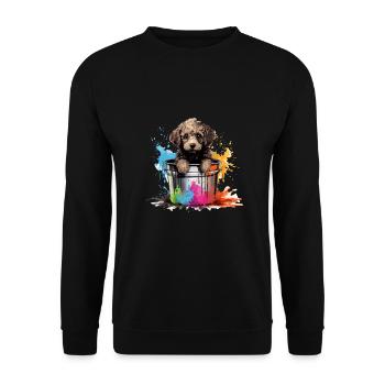 Niedlicher Pudel Hund Farbeimer - Unisex Pullover - Schwarz - Vorne - Alina (178cm) & Michal (187cm)