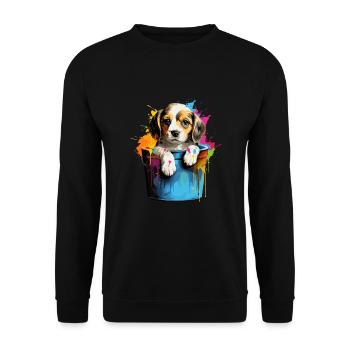 Beagle Niedlicher Hund Farbeimer - Unisex Pullover - Schwarz - Vorne - Alina (178cm) & Michal (187cm)