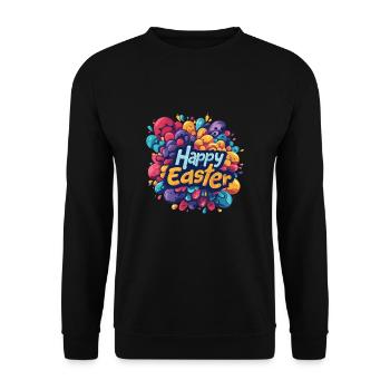 Frohe Ostern Bunte Eierjagd Osterkorb für Kinder - Unisex Pullover - Schwarz - Vorne - Alina (178cm) & Michal (187cm)