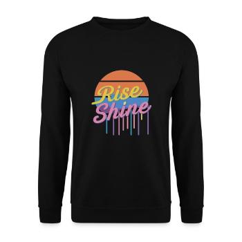 Retro Sunrise Rise and Shine Vintage für - Unisex Pullover - Schwarz - Vorne - Alina (178cm) & Michal (187cm)