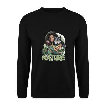 Natur Wolf Eule Schildkröte Frau für - Unisex Pullover - Schwarz - Vorne - Alina (178cm) & Michal (187cm)