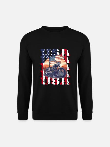 Vintage American Flag Motorrad Patriotisch - Unisex Pullover - Schwarz