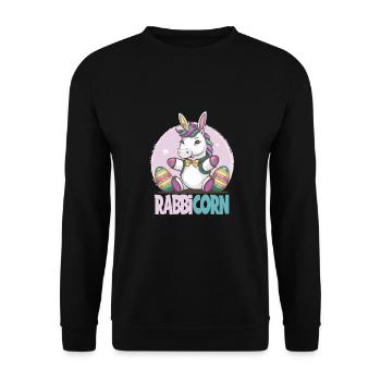 Niedliches Rabbicorn Einhorn Ostern für Kinder - Unisex Pullover - Schwarz - Vorne - Alina (178cm) & Michal (187cm)