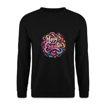 Frohe Ostern Bunte Eierjagd Osterkorb für Kinder - Unisex Pullover - Schwarz - Vorne - Alina (178cm) & Michal (187cm)