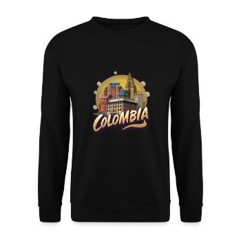 Kolumbien Stadtbild mit künstlerischem Skyline - Unisex Pullover - Schwarz - Vorne - Alina (178cm) & Michal (187cm)