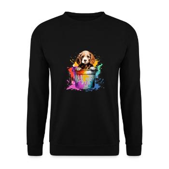 English Cocker Spaniel Niedlicher Hund Farbeimer - Unisex Pullover - Schwarz - Vorne - Alina (178cm) & Michal (187cm)