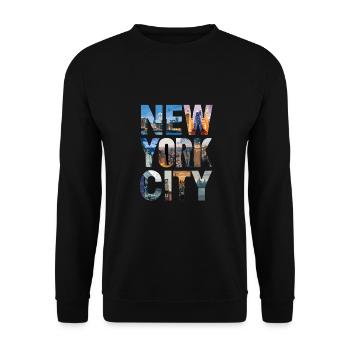 New York City Skyline - Unisex Pullover - Schwarz - Vorne - Alina (178cm) & Michal (187cm)