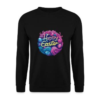 Frohe Ostern Bunte Eierjagd Osterkorb für Kinder - Unisex Pullover - Schwarz - Vorne - Alina (178cm) & Michal (187cm)