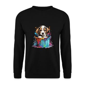 Beagle Niedlicher Hund Farbeimer - Unisex Pullover - Schwarz - Vorne - Alina (178cm) & Michal (187cm)