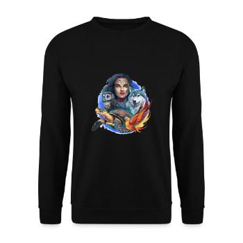 Wildlife Stamm Wolf Eule Schildkröte Frau für - Unisex Pullover - Schwarz - Vorne - Alina (178cm) & Michal (187cm)