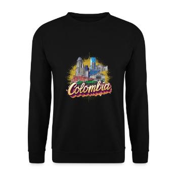Kolumbien Stadtbild mit künstlerischem Skyline - Unisex Pullover - Schwarz - Vorne - Alina (178cm) & Michal (187cm)