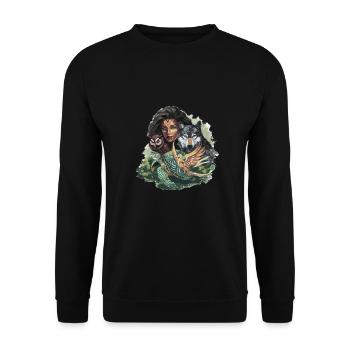 Wildlife Stamm Wolf Eule Schildkröte Frau für - Unisex Pullover - Schwarz - Vorne - Alina (178cm) & Michal (187cm)