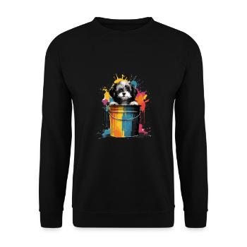 Dalmatiner Niedlicher Hund Farbeimer - Unisex Pullover - Schwarz - Vorne - Alina (178cm) & Michal (187cm)