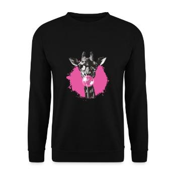 Giraffe mit Sonnenbrille Bubblegum für einen - Unisex Pullover - Schwarz - Vorne - Alina (178cm) & Michal (187cm)