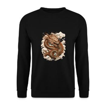 Asiatisch Drache Anime Japanisch - Unisex Pullover - Schwarz - Vorne - Alina (178cm) & Michal (187cm)