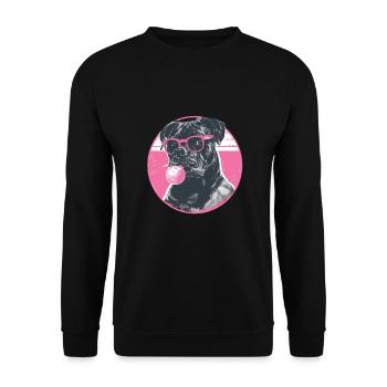 Cane Corso mit Sonnenbrille Bubblegum - Unisex Pullover - Schwarz - Vorne - Alina (178cm) & Michal (187cm)