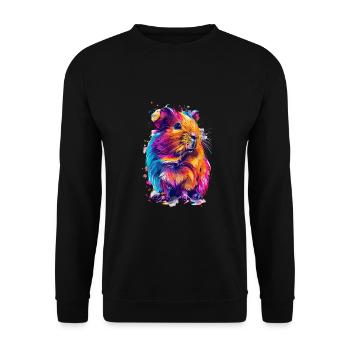 Buntes Hipster-Meerschweinchen - Unisex Pullover - Schwarz - Vorne - Alina (178cm) & Michal (187cm)