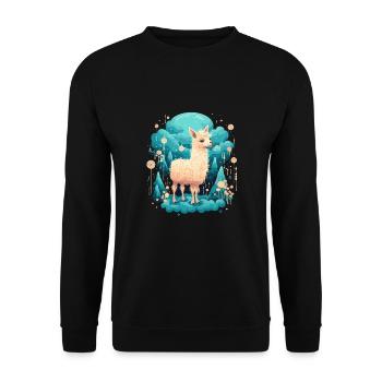 Alpaka Lama Blumen für Alpakaliebhaber - Unisex Pullover - Schwarz - Vorne - Alina (178cm) & Michal (187cm)