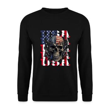 Vintage drapeau américain moto patriotique - Sweat-shirt Unisexe - noir - Devant - Alina (178cm) & Michal (187cm)