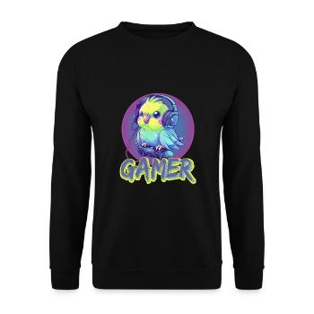Gaming Budgie Gamer Bird Video Game - Unisex Sweatshirt - black - Front - Alina (178cm) & Michal (187cm)