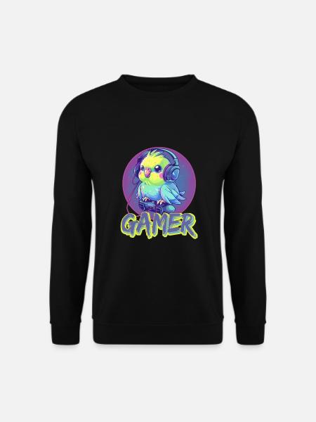 Gaming Budgie Gamer Bird Videospil - Unisex sweater - sort
