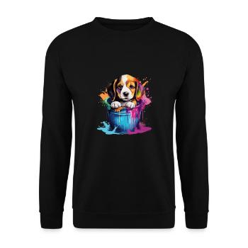 Beagle Niedlicher Hund Farbeimer - Unisex Pullover - Schwarz - Vorne - Alina (178cm) & Michal (187cm)