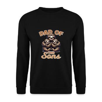 Dad of Two Sons Faultier Familie - Unisex Pullover - Schwarz - Vorne - Alina (178cm) & Michal (187cm)