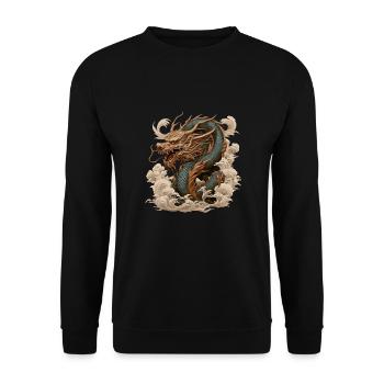 Asiatisch Drache Anime Japanisch - Unisex Pullover - Schwarz - Vorne - Alina (178cm) & Michal (187cm)