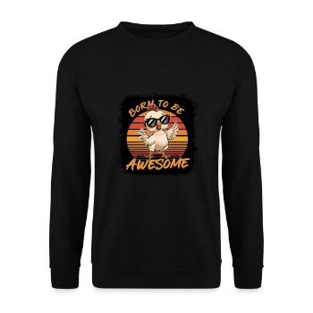 Born To Be Awesome Coole Sonnenbrille Huhn - Unisex Pullover - Schwarz - Vorne - Alina (178cm) & Michal (187cm)