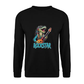 Reptil-Musiker mit E-Gitarre - Unisex Pullover - Schwarz - Vorne - Alina (178cm) & Michal (187cm)