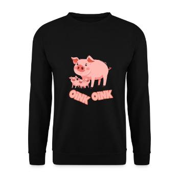 Schweinchen Schwein Oink - Unisex Pullover - Schwarz - Vorne - Alina (178cm) & Michal (187cm)