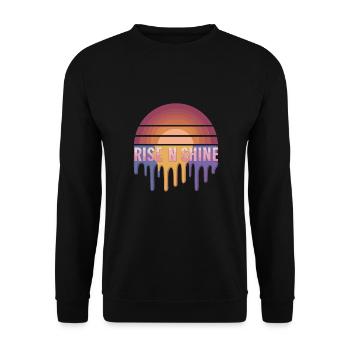 Retro Sunrise Rise and Shine Vintage für - Unisex Pullover - Schwarz - Vorne - Alina (178cm) & Michal (187cm)