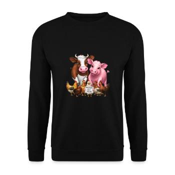 Not Food Animals Kein Fleisch - Unisex Pullover - Schwarz - Vorne - Alina (178cm) & Michal (187cm)