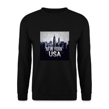 New York City Skyline - Unisex Pullover - Schwarz - Vorne - Alina (178cm) & Michal (187cm)