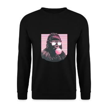 Gorilla mit Sonnenbrille Bubblegum für einen - Unisex Pullover - Schwarz - Vorne - Alina (178cm) & Michal (187cm)