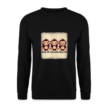 No See No Say No Hear Monkey für einen Affen Fan - Unisex Pullover - Schwarz - Vorne - Alina (178cm) & Michal (187cm)