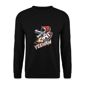 Weltraum-Cowboy reitet eine Rakete Yeehaw-Slogan - Unisex Pullover - Schwarz - Vorne - Alina (178cm) & Michal (187cm)
