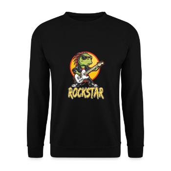 Reptil-Musiker mit E-Gitarre - Unisex Pullover - Schwarz - Vorne - Alina (178cm) & Michal (187cm)