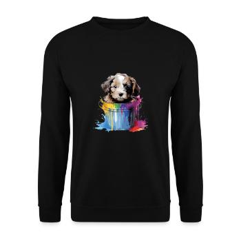 Niedlicher Hund Farbeimer für einen Hundebesitzer - Unisex Pullover - Schwarz - Vorne - Alina (178cm) & Michal (187cm)
