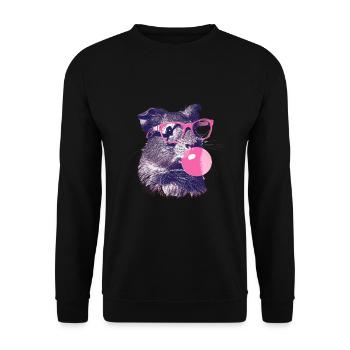 Meerschweinchen mit Sonnenbrille Bubblegum - Unisex Pullover - Schwarz - Vorne - Alina (178cm) & Michal (187cm)