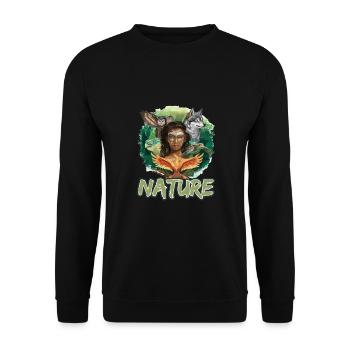 Natur Wolf Eule Schildkröte Frau für - Unisex Pullover - Schwarz - Vorne - Alina (178cm) & Michal (187cm)