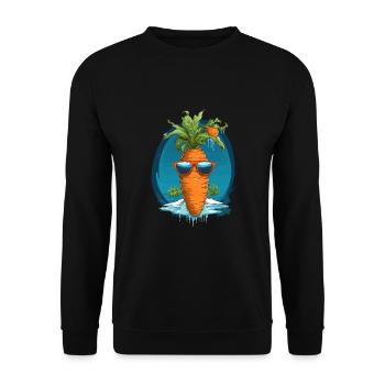 Funky Karotte mit Sonnenbrille Strandgemüse - Unisex Pullover - Schwarz - Vorne - Alina (178cm) & Michal (187cm)