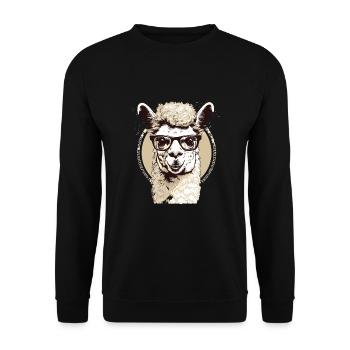 Alpaka Lama für Alpakaliebhaber - Unisex Pullover - Schwarz - Vorne - Alina (178cm) & Michal (187cm)