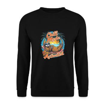 Chill-Modus Aktiviert Faultier Hängematte Strand - Unisex Pullover - Schwarz - Vorne - Alina (178cm) & Michal (187cm)