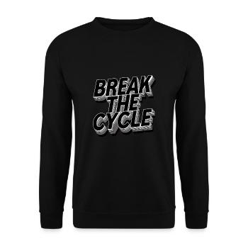 Inspirierend Motivierend Break The Cycle - Unisex Pullover - Schwarz - Vorne - Alina (178cm) & Michal (187cm)