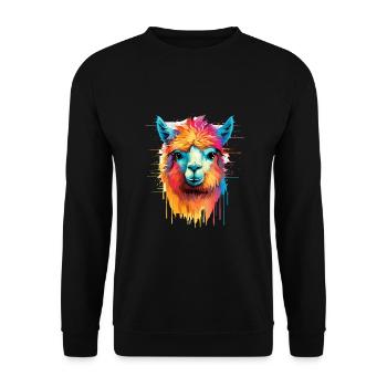 Alpaka Lama für Alpakaliebhaber - Unisex Pullover - Schwarz - Vorne - Alina (178cm) & Michal (187cm)