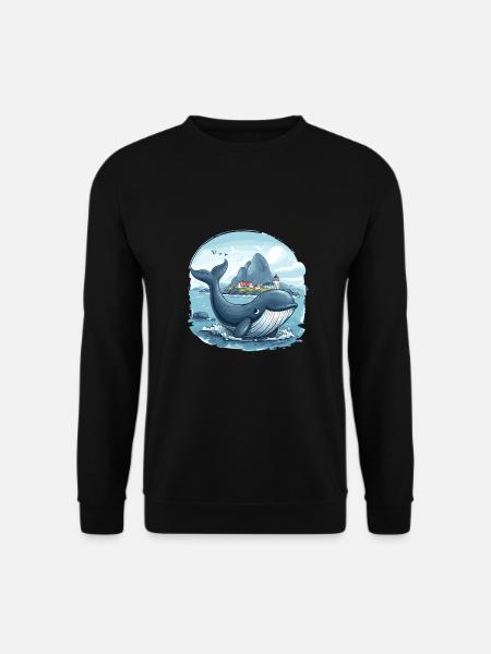 Küstendorf und Riesenwal Skandinavien - Unisex Pullover - Schwarz